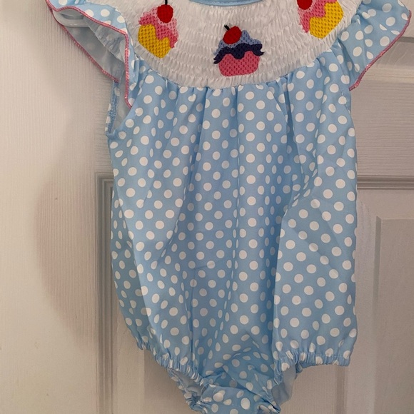 New Smocked Cupcake Bubble Romper - Picture 2 of 9